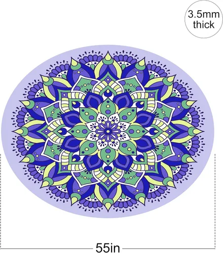 Miniatura 2 de nuveti Tapete de meditación grande redondo para yoga, pilates, 0.138 in de grosor, base de goma natural de árbol antideslizante, agarre extragrueso.