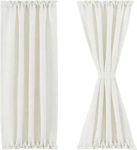 Miniatura 15 de FMFUNCTEX Cortinas transparentes de lino para puerta lateral de 40 pulgadas de largo para puertas de vidrio delanteras, puertas de patio, puertas