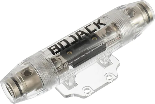 BOJACK 300A Portafusible ANL en línea con fusible de 300 amperios, instalación segura en línea para cables de 0/2/4 AWG, diseño duradero niquelado
