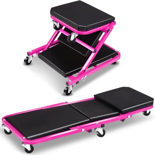 Miniatura 11 de Camilla Mecánica Plegable, 2 en 1 Camilla Mecánica Z con Ruedas para Garaje y Asiento, Silla de Mecánico con Rodillos de 36 Pulgadas para Debajo