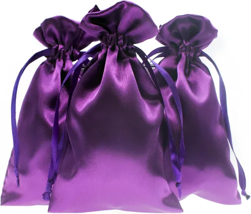 Miniatura 16 de Bolsas con cordón de satén azul bebé para regalo y recuerdo de boda, 5 x 8 pulgadas, 50 por paquete