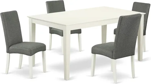 Miniatura 15 de East West Furniture CADR5-CAP-03 - Juego de mesa de comedor moderno de 5 piezas, incluye una mesa rectangular de madera y 4 sillas Parson tapizadas