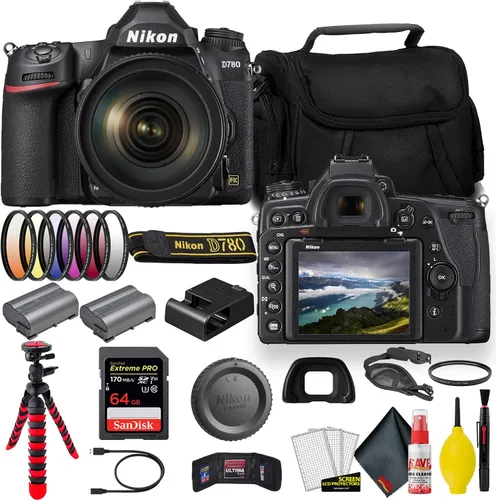 Nikon Cámara D780 DSLR de marco completo de 24.5 MP con lente de 0.945-4.724 in (1619) - Paquete - + tarjeta Sandisk Extreme Pro de 64 GB + batería