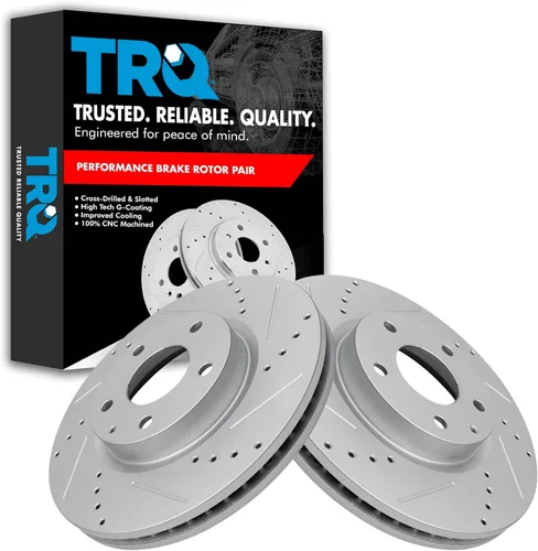 Miniatura 103 de TRQ Juego de rotores de freno de rendimiento trasero con revestimiento G premium compatible con Mazda 6 2014-2021
