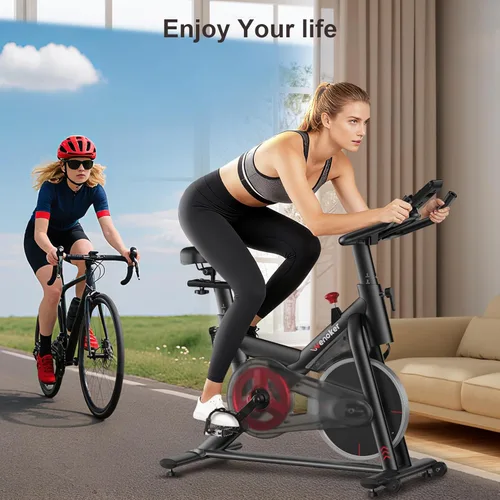 Miniatura 8 de Wenoker Exercise Bike for Home – 350LB Indoor Cycling Bike, Silent Stationary Spin Bike with App Sync, Adjustable Seat, LCD Monitor, Smooth & Quiet