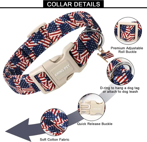 Miniatura 145 de Aring Pet Collar de algodón, lindo, con hebilla de liberación rápida, para bodas, para perros pequeños, medianos y grandes, rosa Terciopelo rosa