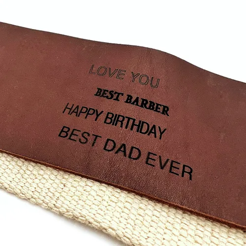 Miniatura 2 de Razor Strop – Barber's Latigo Leather Straight Razor Strop. Doble correa que será una gran adición para cualquier maquinilla de afeitar recta. Trazo