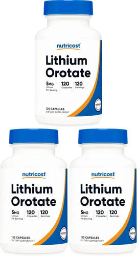 Miniatura 6 de Nutricost Litio Orotato 5 mg, 120 Cápsulas - Cápsulas vegetarianas, sin OMG, sin gluten