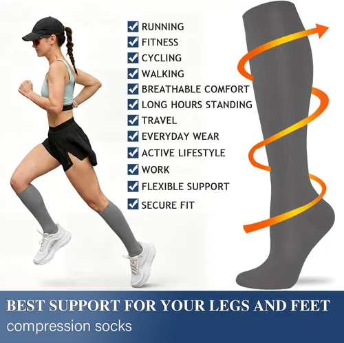 Miniatura 6 de Calcetines de compresión para mujeres y hombres circulación (3 pares) son el mejor apoyo para correr, atletismo, ciclismo, senderismo 18