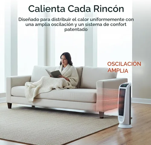 Miniatura 3 de Lasko 5165 - Calentador de torre de cerámica digital oscilante para el hogar con protección contra sobrecalentamiento, temporizador y control