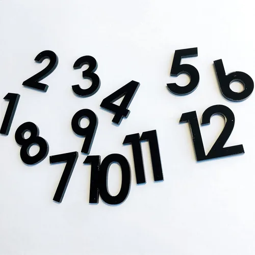 Miniatura 4 de Phocaea Juego de 12 piezas mini árabe espejo acrílico números para bricolaje un reloj de pared (negro)