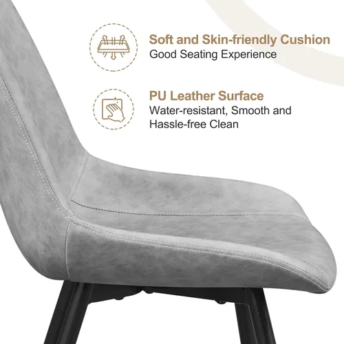 Miniatura 8 de Yaheetech Juego de 2 sillas de comedor modernas tapizadas con asiento de piel sintética y patas de metal para el hogar, cocina, diseño sin brazos
