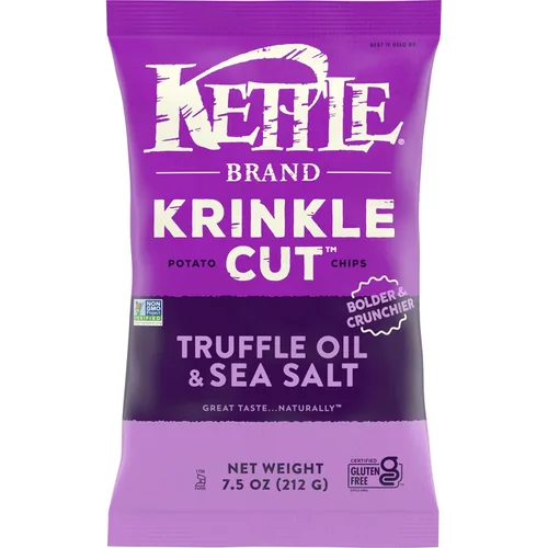 Kettle Brand Patatas fritas, corte Krinkle, aceite de trufa y sal marina, 7.5 onzas