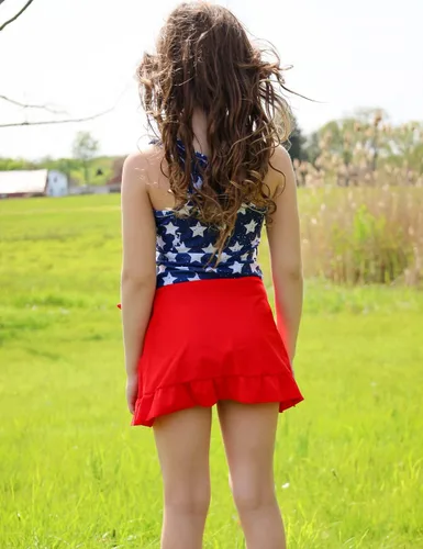 Miniatura 29 de Traje de baño tankini de 3 piezas para niñas, lindo bikini con salida de baño con falda de playa de 5 a 16 años