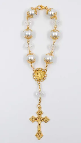 Miniatura 4 de MTT Pulsera de rosario con cruz para la primera comunión, recuerdos de fiesta de bautismo, recuerdos de boda, recuerdos de quinceañera, recuerdo