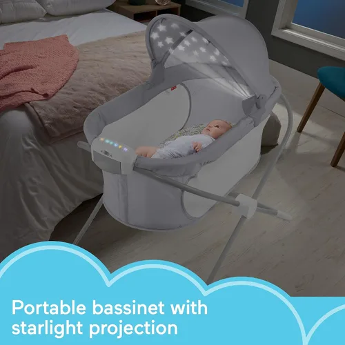 Miniatura 3 de Fisher-Price Baby Moisés de proyección de vista relajante con luces, sonidos y vibraciones musicales, hojas de cervatillo (exclusivo de Amazon)