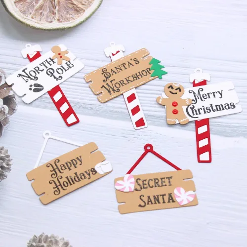 KSCRAFT North Pole Tags - Sello de silicona transparente transparente y troqueles de corte para álbumes de recortes, decoración en relieve, tarjeta