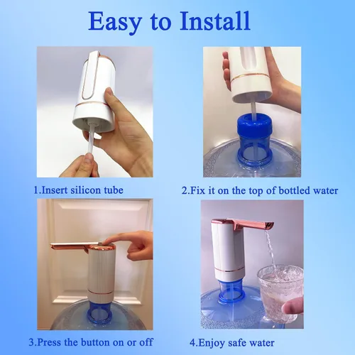 Miniatura 7 de Dispensador de agua eléctrico plegable para jarra de 5 galones, carga USB, 3 modos con interruptor de apagado automático, portátil para el hogar, al