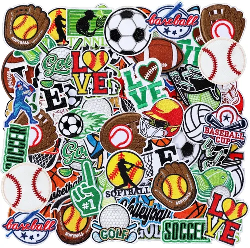 Miniatura 14 de HunnmingRe 72 piezas de parches de fútbol para planchar con bordado de chenilla, parches de fútbol para gorras, 36 estilos de apliques deportivos