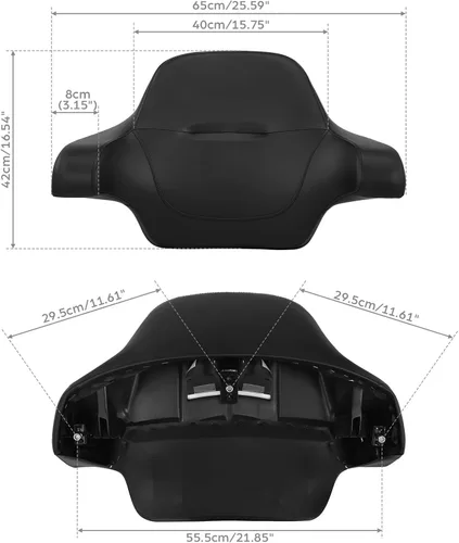 Miniatura 5 de TCMT King - Caja para maletero de motocicleta, almohadilla para respaldo, portaequipajes, altavoces, luces laterales, luz trasera para Harley