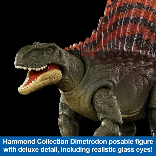 Miniatura 2 de Mattel Jurassic World Dominion Hammond Collection - Figura de acción de dinosaurio, juguete de dinosaurio Dimetrodon con articulación y mandíbula