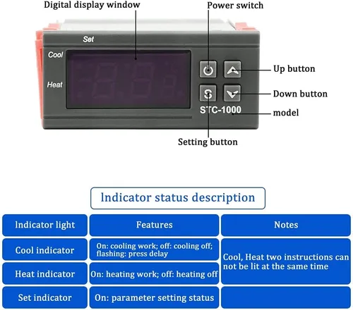 Miniatura 3 de STC-1000 DC 110V-220V 10A Microcomputadora Pantalla digital Controlador de temperatura Interruptor de control de termostato 2 Salida de relé