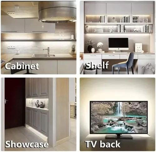 Miniatura 5 de Sensky Kit de Iluminación de Tira LED con Sensor de Movimiento Bajo Gabinete, Tira de Luz LED con Sensor de Movimiento, Adaptador de Corriente
