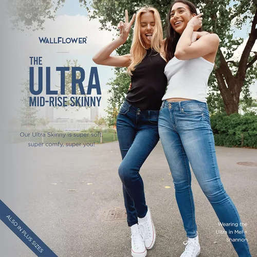 Miniatura 9 de WallFlower Jeans ultra ajustados Insta Soft Juniors de tiro medio para mujer (estándar y extragrande)