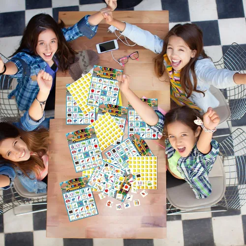 Miniatura 6 de Liliful 35 piezas de bingo de regreso a la escuela, 24 jugadores, tarjetas de bingo para el primer día de escuela, juegos de fiesta para niños