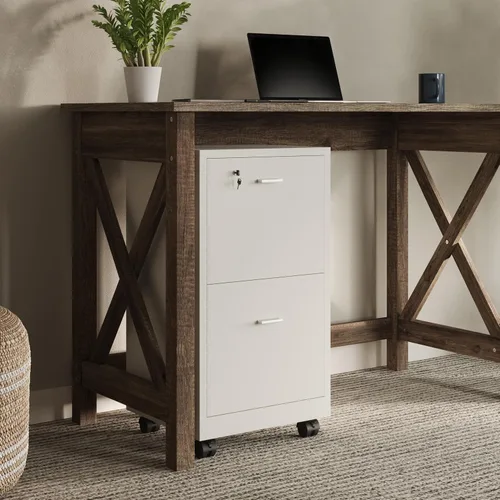 Miniatura 5 de Lavish Home - Archivador de 2 cajones con cerradura y cajón profundo, archivador rodante para debajo del escritorio, hogar u oficina (blanco)
