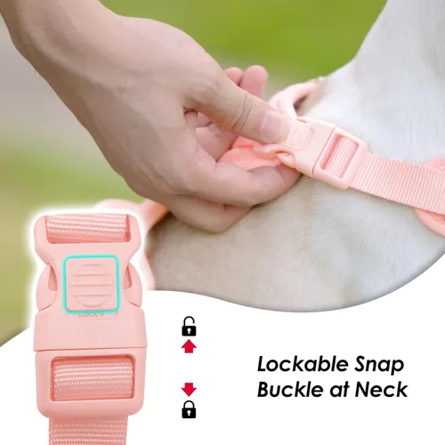 Miniatura 2 de Arnés sin tirones para perro, chaleco para cachorros con clip frontal para perros pequeños, medianos y grandes (rosa claro, XL)