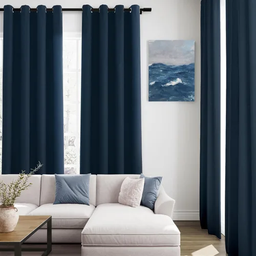 Miniatura 83 de Cream Linen Blackout Curtains 96 Length 2 Panels Set for Living Room Bedroom, 100% Black Out Thermal Insulated Linen Drapes, Room Darkening Grommet