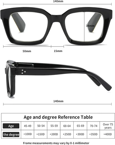 Miniatura 5 de 3 Pack Oversize Square Design Reading Glasses for Women, Blue Light Blocking Computer Reader Black&gray Leopard&blue Leopard