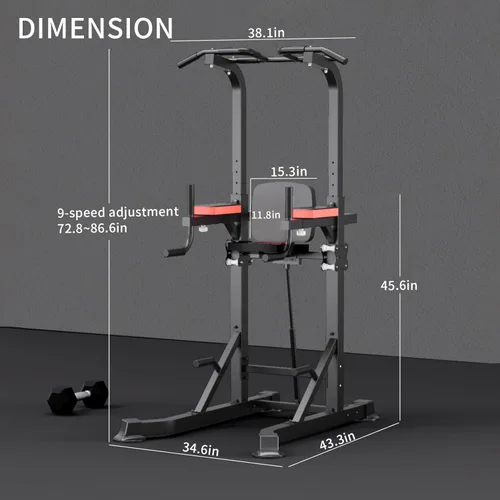 Miniatura 6 de K KiNGKANG Power Tower Dip Station, Multi-Function Assistive Trainer Pull Up for Home Gym Muscle Building and Beginner Exercises,Load 450LBS Negro