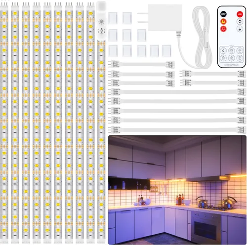 Miniatura 12 de LAFULIT Kit de 8 luces RGB para debajo del gabinete, tira de luces LED con aplicación y control remoto, sincronización de música, luces LED que