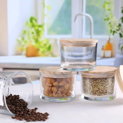 Miniatura 4 de Simeitol Tarros de Vela Transparentes de 16 OZ para Hacer Velas 6 Piezas, Tarro de Vela de Vidrio con Tapas Herméticas de Bambú - Tarros de Velas