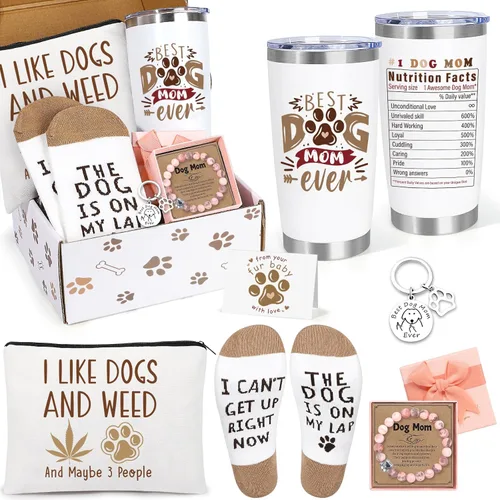 Regalos para el día de la madre, regalo para mamá, regalo para amantes de los perros para mujeres, regalo de Navidad para mamá perro con vaso de