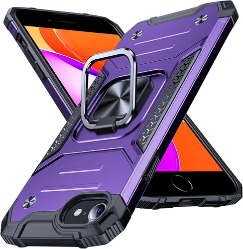 Miniatura 24 de Anqrp Funda resistente para iPhone 6/7/8/SE/SE2 con soporte de anillo mejorado y agarre, grado militar, a prueba de golpes, resistente y robusta