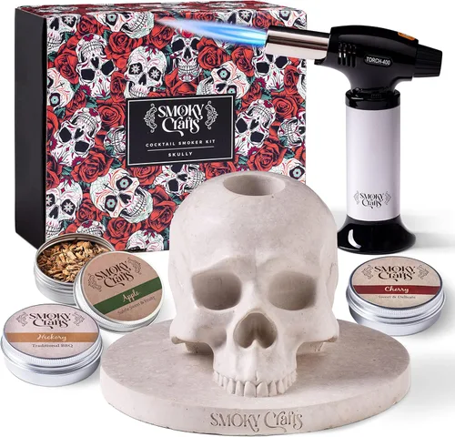 Miniatura 10 de Kit de ahumado de whisky de acacia Smoky Crafts con pistola ahumadora y astillas de madera (manzana y cereza) - Kit de ahumado de bebidas - Juego