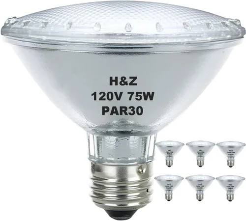 Miniatura 11 de H&Z Cuello corto Par30, paquete de 6 paquetes de halógeno Par30s de alta salida 39 W 120 V, Par30 regulable blanco cálido 3000 K, 39 W Par30 luz