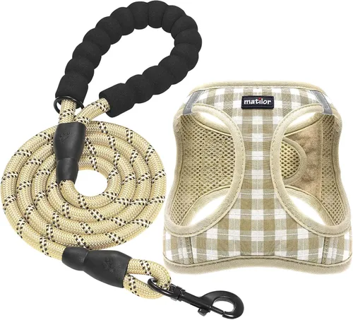 Miniatura 12 de Arnés para perro, transpirable, diseño para meter por las patas, para cachorros y gatos, o perros pequeños o medianos, color Beige