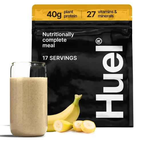 Huel Edición Negra | Polvo de Proteína Vegana de 40g de Banana | Comida Nutricionalmente Completa | 27 Vitaminas y Minerales, Sin Gluten | 17