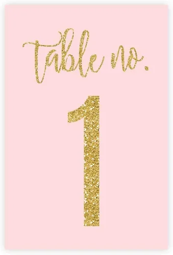 andaz Prensa Blush Pink boda Collection purpurina, color dorado, Table Numbers 1 To 20, 1