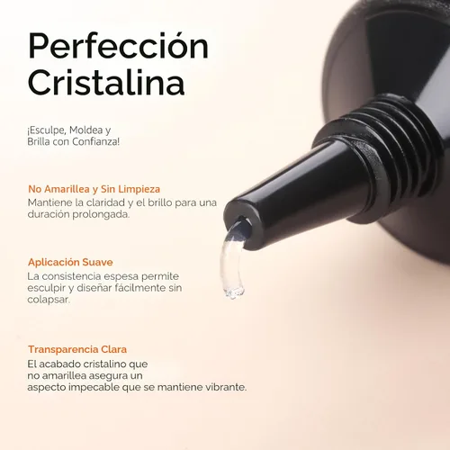 Miniatura 9 de Makartt Arte de uñas en gel 3D, pegamento de gel para esculpir para dibujar, moldear, escultura, gemas y decoración, esmalte de gel transparente que