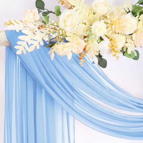 Miniatura 2 de 1 panel de 20 pies para arco de boda, tela transparente azul bebé para drapear, cortinas de gasa para arcos de boda, cortinas azul claro, cortinas