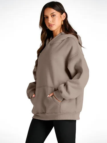 Miniatura 3 de Trendy Queen - Sudaderas extragrandes con capucha para mujer, suéteres de manga larga, sin botones, de vellón, de otoño, ropa de invierno