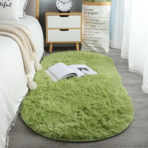 Miniatura 19 de ZZenSmot Alfombra ovalada y esponjosa, alfombra de noche de felpa suave, color liso, para dormitorio, sala de estar, color rosa, 63 x 24 pulgadas