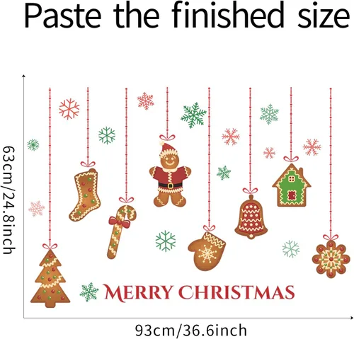 Miniatura 7 de Calcomanías de pared de Navidad, calcomanías de galletas de jengibre, decoración de pared de Feliz Navidad, calcomanías de pared extraíbles