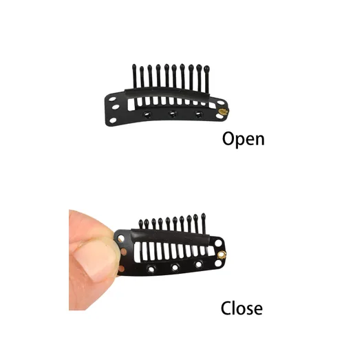 Miniatura 3 de 50 pinzas para extensiones de cabello de 1.417 in, 10 dientes para extensiones de cabello y extensiones de cabello (negro)