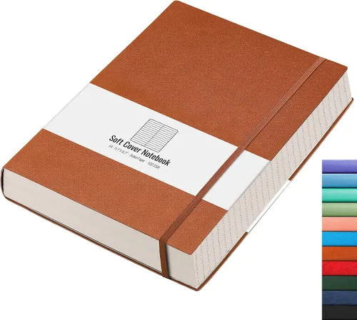 Miniatura 17 de AHGXG Cuaderno rayado – 320 páginas numeradas grande B5 grueso diario universitario rayado, papel rayado grueso de 100gsm, tapa blanda de piel Azul